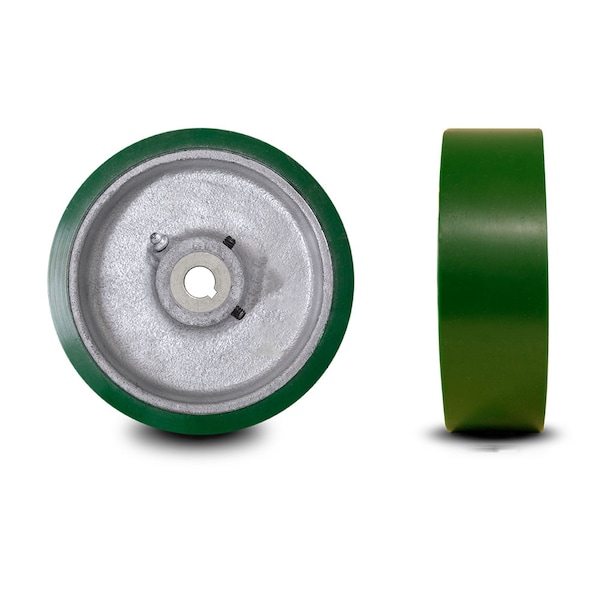 5" x 1.5" Poly Tread on Cast Iron Keyed Drive Wheel - 18mm Bore -